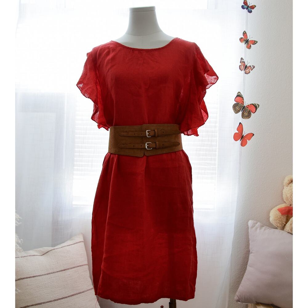 Lungo L'arno Italy  Linen red mini dress size M